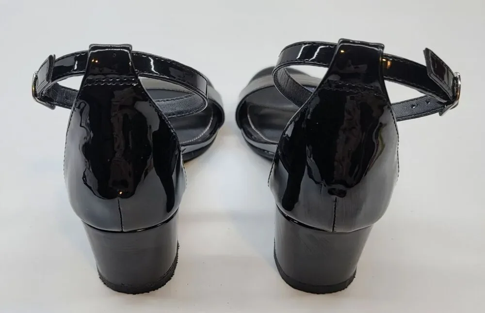 Steve Madden Kids JCarrson Black Patent Block Heel Dress Sandals Girls Size 3M